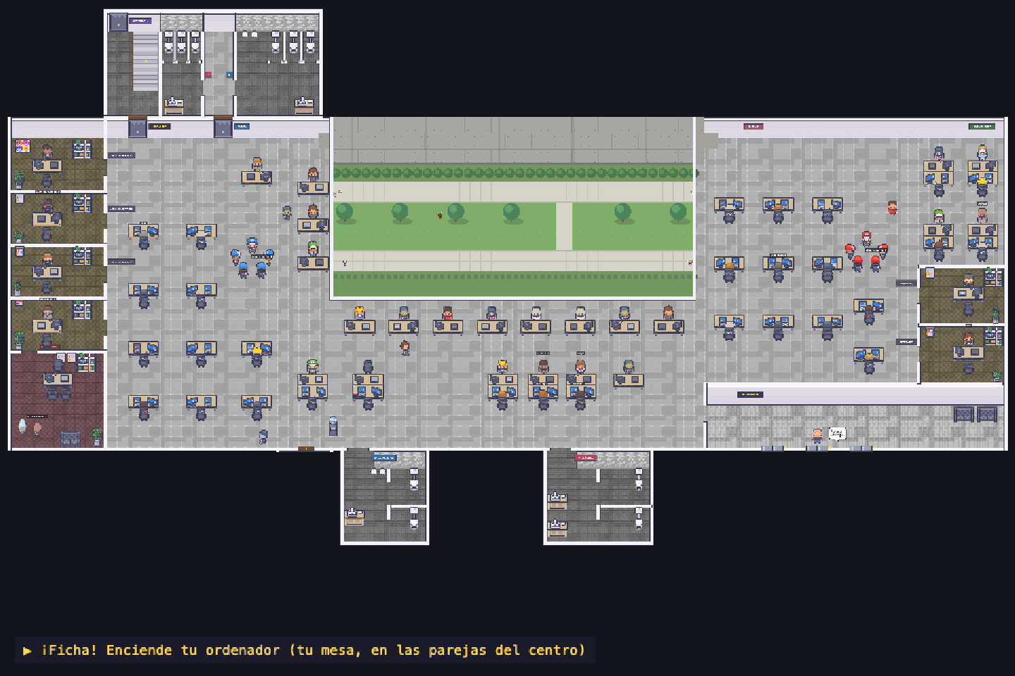 The Office Game: el plano completo de la planta, con sus despachos y el patio