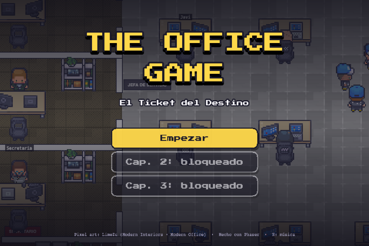 The Office Game: la pantalla de título, con los tres capítulos