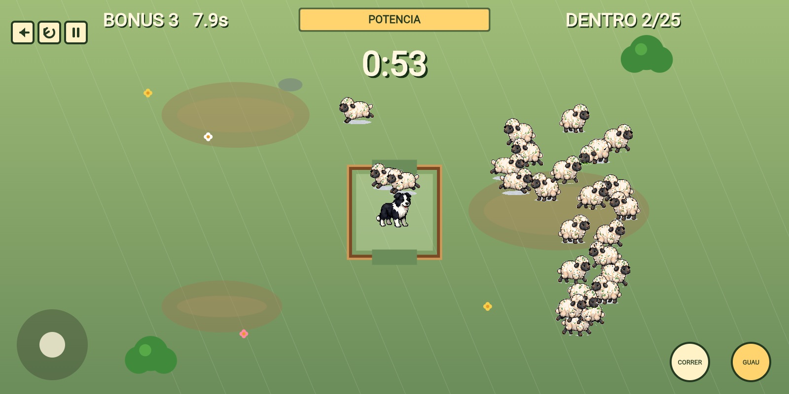 Perro Ovejero: un nivel bonus con veinticinco ovejas y la cuenta atrás
